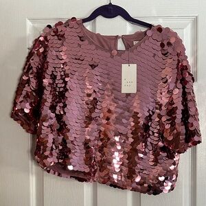A New Day Rose Sequin Crop Top